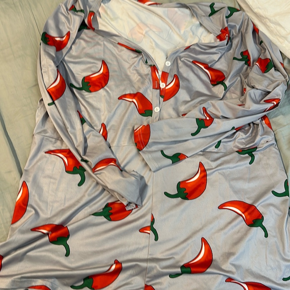Chili pepper print sleep romper